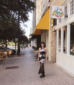 Me, pausing for a snapshot outside of Consuela on Congress