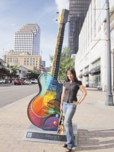 Stopping for a pose with this sculpture on our way to Champion's on 4th