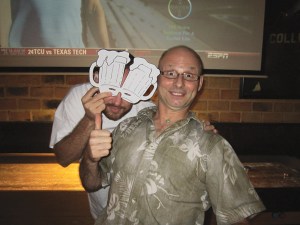 He made these beer stein glasses, too, which Eddie's modeling here. 