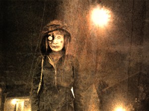 ...to make this image.  (Callaghan decided to draw me a left eye.) "FrankenKristi."