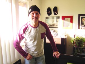 This morning - Callaghan modeling his new beanie!