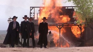 From left: Val Kilmer as Doc Holliday, Sam Elliott as Virgil Earp, Bill Paxton as Morgan Earp and Kurt Russell as Wyatt Earp in Tombstone (1993)