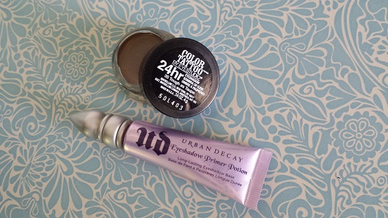 Tough as Taupe Color Tattoo by Maybelline over Urban Decay Eyeshadow Primer Potion.