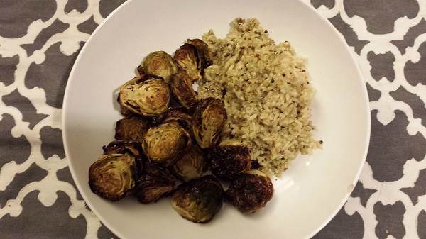Roasted Brussels sprouts with quinoa