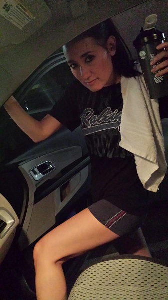 After working out last night. Random t-shirt: Raleigh/Durham Int'l Airport, North Carolina, 2008 (?). Shorts: ProSpirit Athletic Gear, no idea where or when I got them, they're SO OLD.