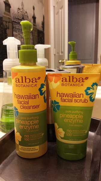 Alba Botanica Hawaiian Facial Cleanser Pore Purifying Pineapple Enzyme  and Hawaiian Facial Scrub Pore Purifying Pineapple Enzyme. 