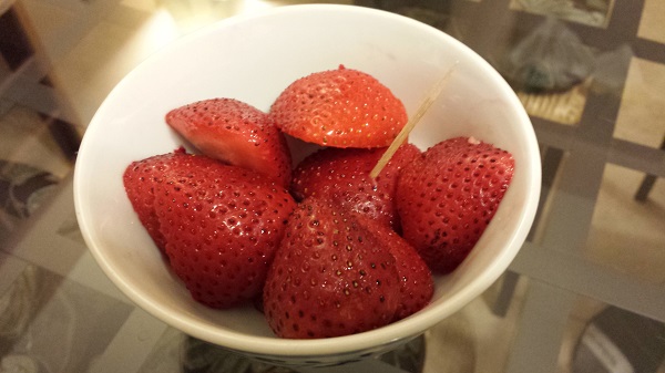 Fresh strawberries for dessert.