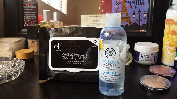 My current cruelty-free makeup removers of choice: e.l.f. Studio Makeup Remover Cleansing Cloths and The Body Shop Camomile Waterproof Eye & Make-up Remover