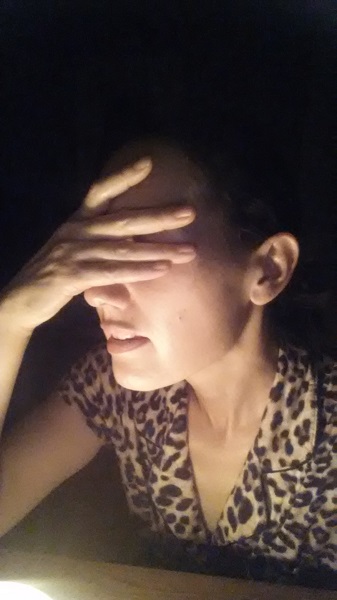 This was me when Armageddon was happening inside my head, only it's not, because that happened a couple of weeks ago, and this picture was taken in the middle of the night last night. So this is a reenactment of the inside of my head from a couple of weeks before. But at least there's candlelight.