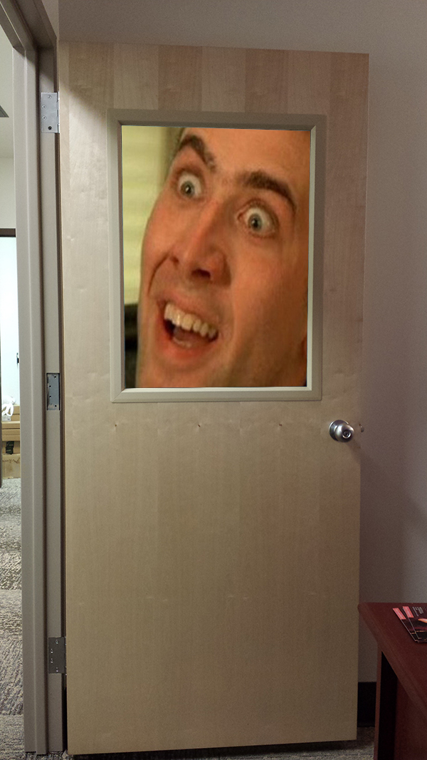 Office as Nicolas Cage magnifier.