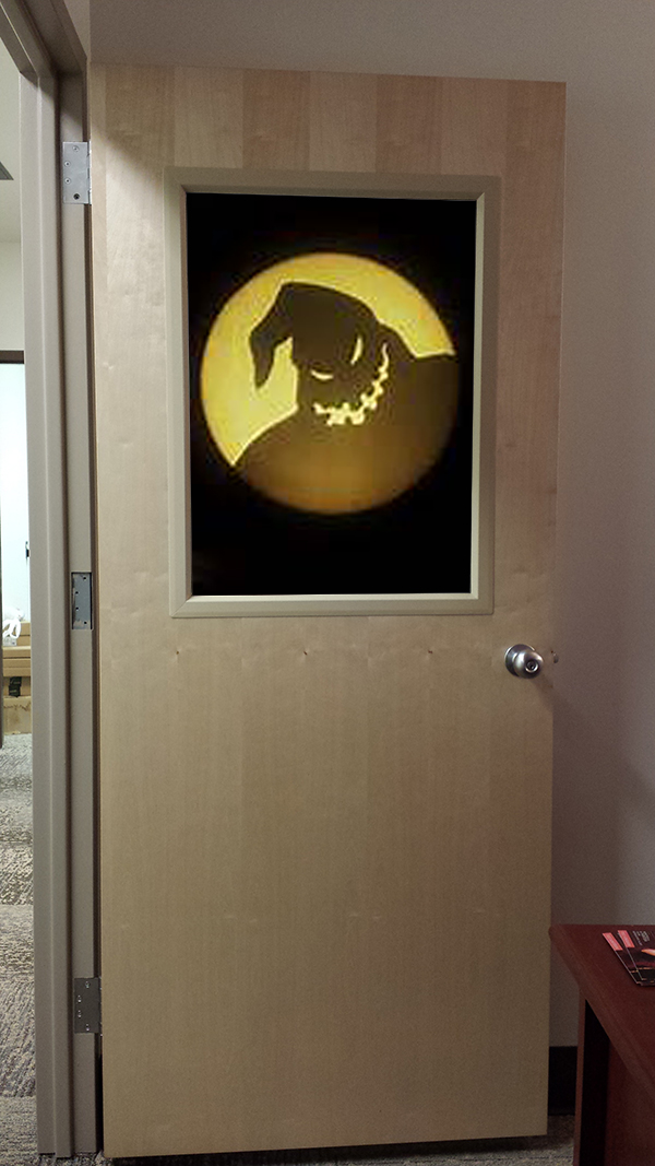 Office as Oogie Boogie's lair in Nightmare Before Christmas.