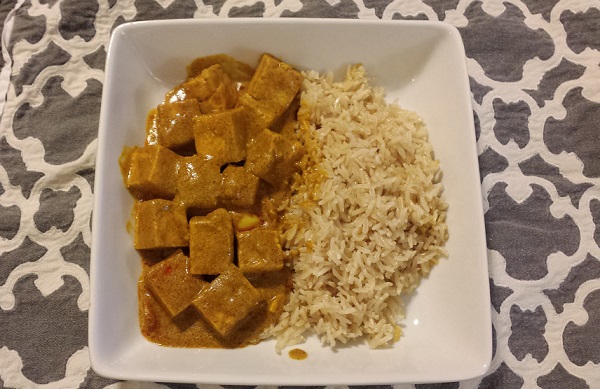 Callaghan's 7-spice Masala tofu with brown Basmati rice