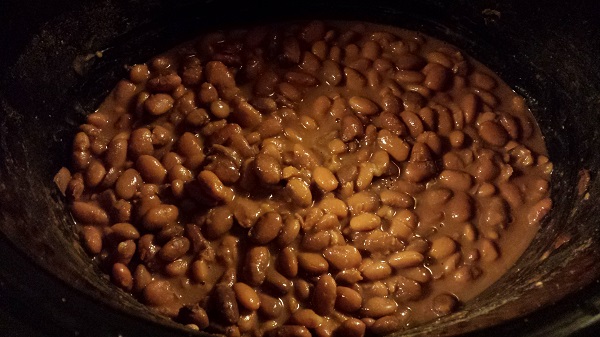 Pinto beans in the slow cooker.