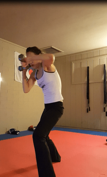 Hooks with dumbbells (great shoulder work!)