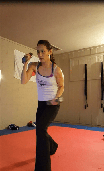 Shadow-boxing with weights.
