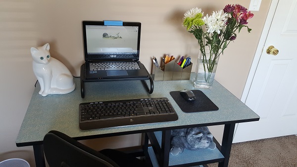 My new office set-up – at home. Blessed.