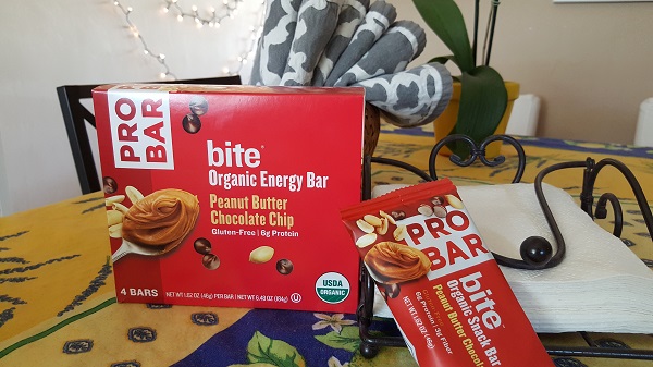 Pro Bar bite organic energy bar in peanut butter chocolate chip