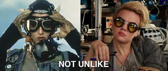 Becca in Tank Girl on the left. Dr. Jillian Holtzmann in Ghostbusters 2016 on the right. NOT UNLIKE.