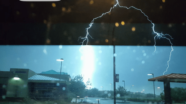 The finger of wrath blow-torching its victim on the ground.