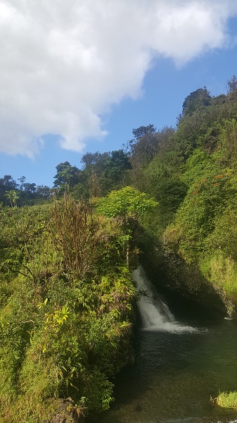 A waterfall seen from the road